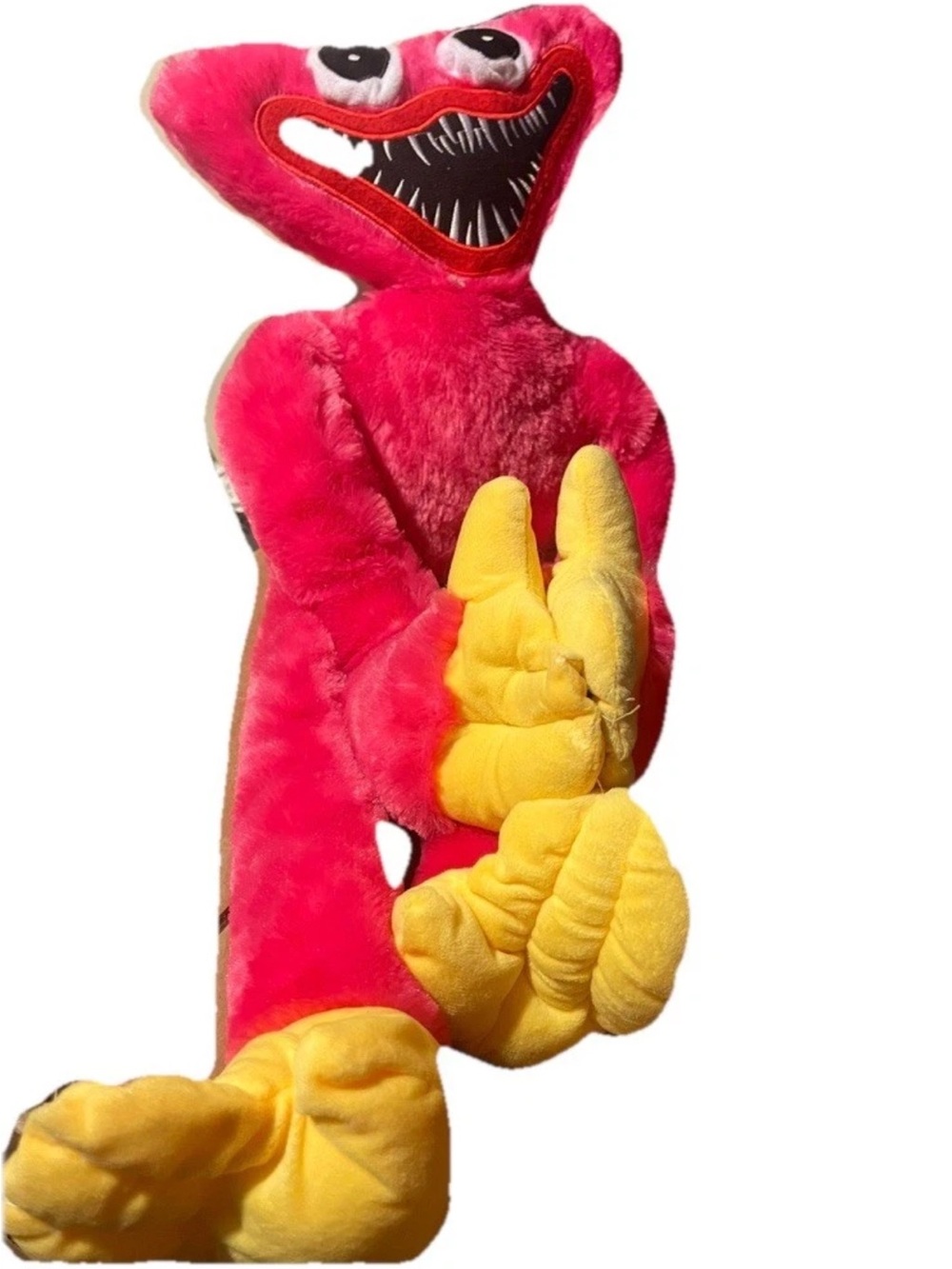 Plush Chew Dog Toy - Bright Pink with Yellow Paws